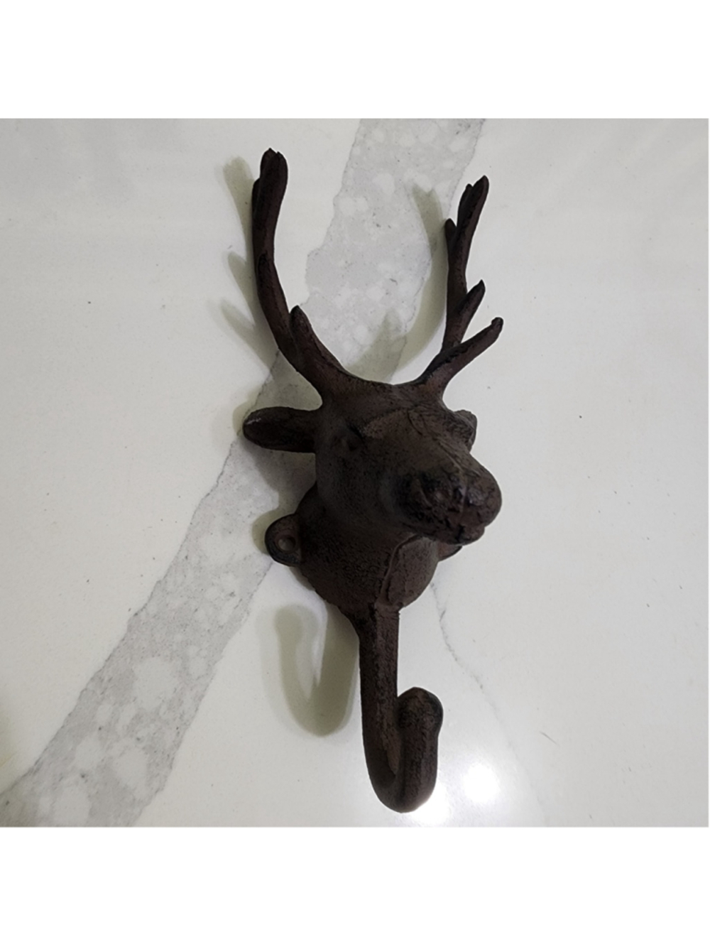 Cast Iron Deer Head Wall Hook Large Rustic Lodge Decor